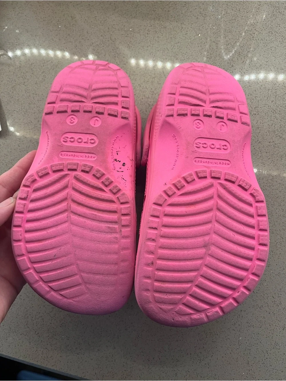 Hot pink crocs size j3